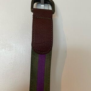 Men's Olive & Purple Suede Leather Accent Belt